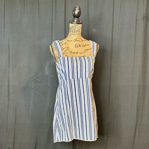 Show Me Your MuMu Navy and White Striped Mini Dress